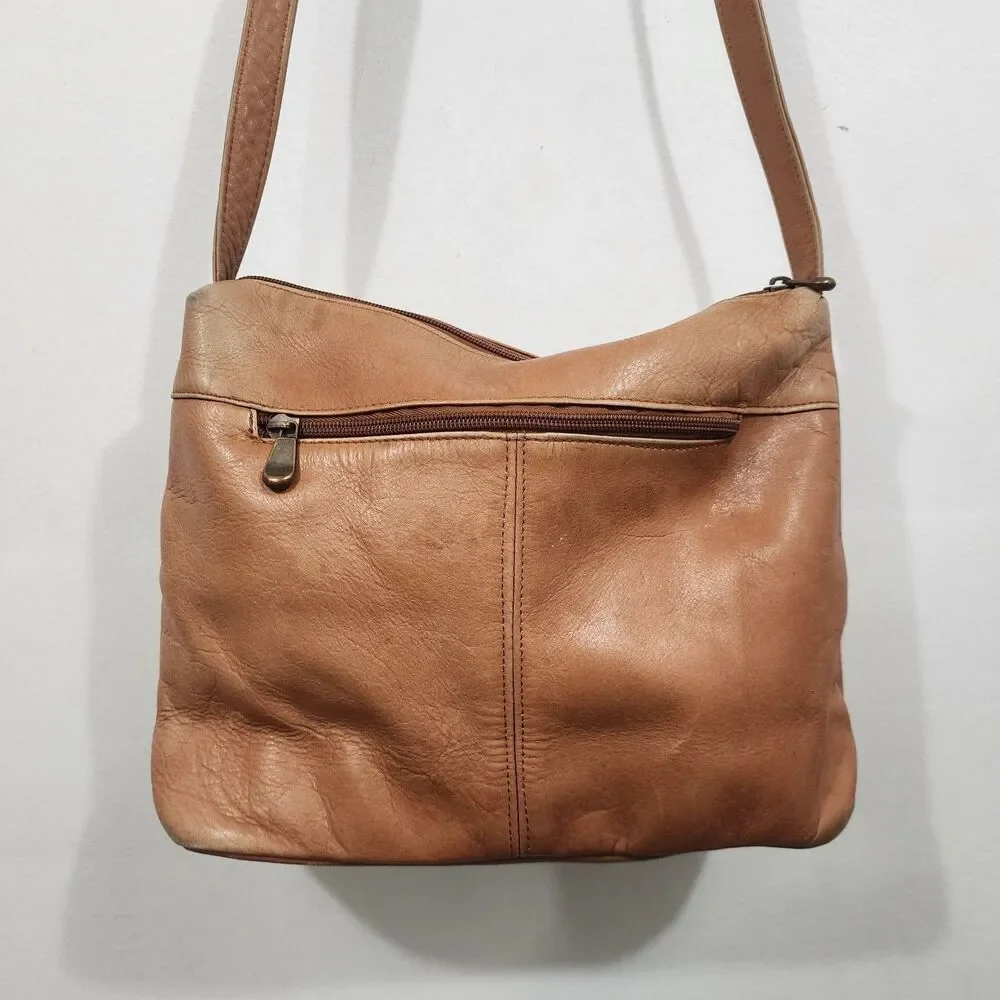 Leather Zip Top Handbag Purse Crossbody Bag Detroit Tigers MLB Brass Stud 11x9x4